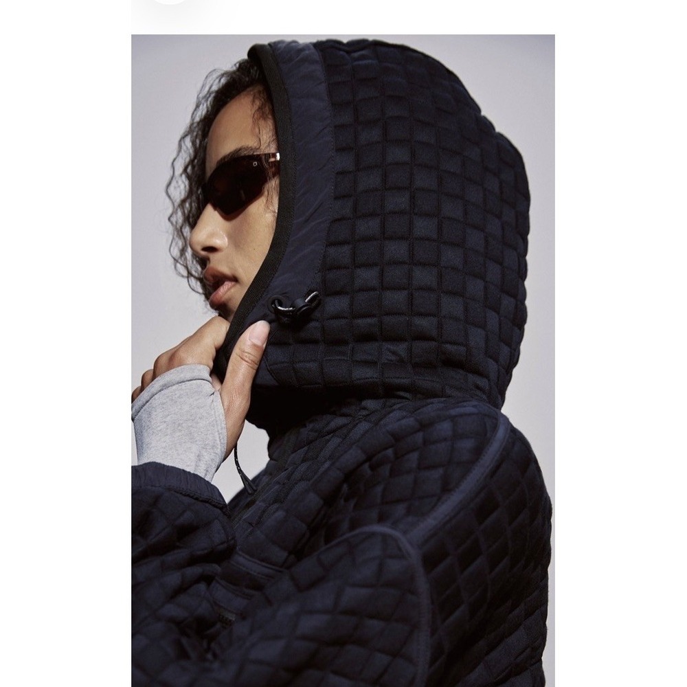 Free People Square Up Hooded Jacket Coat  Detail Black Size M NWT - Picture 4 of 12
